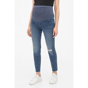 GAP Maternity Soft Wear Comfort Panel True Skinny Jeans with Distressed Detail